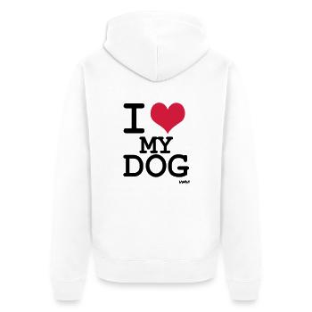 j'aime mon chien by wam - Veste à capuche bio Premium Unisexe - blanc - Dos - Thijin (182cm)