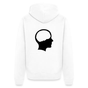 Symbol Kopf mit Hirn - Unisex Premium Bio Zip Hoodie - Weiß - Hinten - Thijin (182cm)