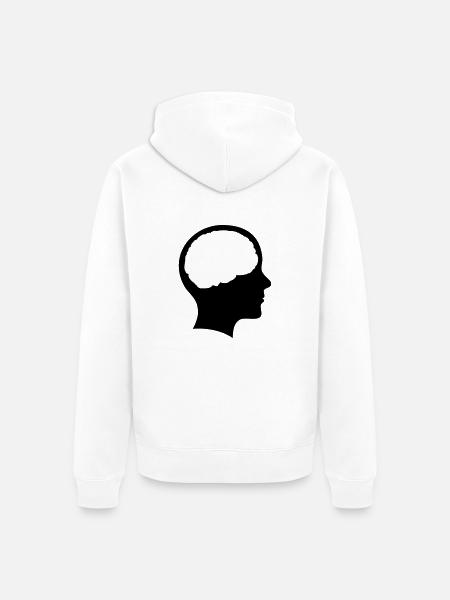 Symbol Kopf mit Hirn - Unisex Premium Bio Zip Hoodie - Weiß