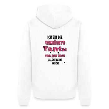 Verrückte Tante - Unisex Premium Bio Zip Hoodie - Weiß - Hinten - Thijin (182cm)