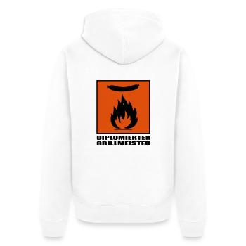 GRILLMEISTER - Unisex Premium Bio Zip Hoodie - Weiß - Hinten - Thijin (182cm)