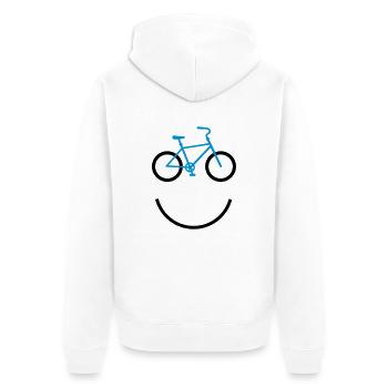bicycle smiley - Unisex Premium Bio Zip Hoodie - Weiß - Hinten - Thijin (182cm)