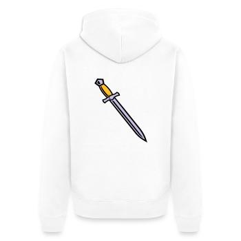 Schwert - Unisex Premium Bio Zip Hoodie - Weiß - Hinten - Thijin (182cm)