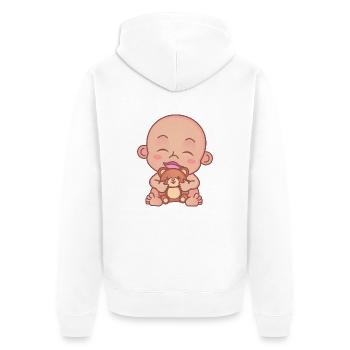 Baby Teddy - Unisex Premium Bio Zip Hoodie - Weiß - Hinten - Thijin (182cm)