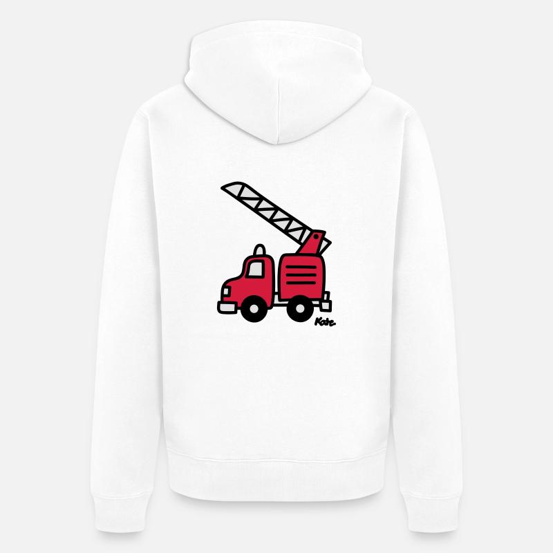 Feuerwehrauto (c) - Unisex Premium Bio Zip Hoodie - Weiß