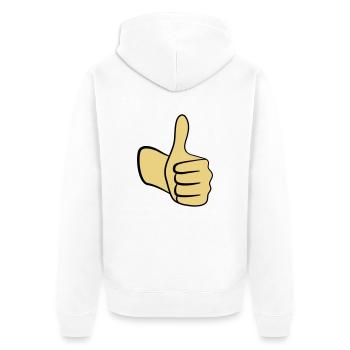Daumen hoch! - Unisex Premium Bio Zip Hoodie - Weiß - Hinten - Thijin (182cm)