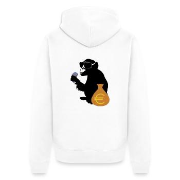 Euro singe - Veste à capuche bio Premium Unisexe - blanc - Dos - Thijin (182cm)