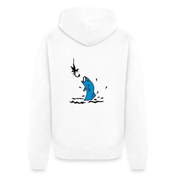 Fliegenfischen / fly fishing (2c) - Unisex Premium Bio Zip Hoodie - Weiß - Hinten - Thijin (182cm)