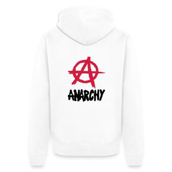 Anarchy__V002 - Unisex Premium Bio Zip Hoodie - Weiß - Hinten - Thijin (182cm)