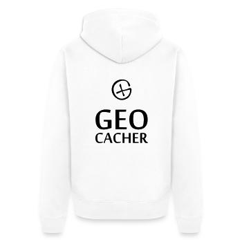 Geocacher - Unisex Premium Bio Zip Hoodie - Weiß - Hinten - Thijin (182cm)