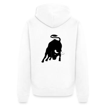 Stier - Unisex Premium Bio Zip Hoodie - Weiß - Hinten - Thijin (182cm)