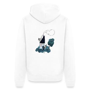 Haexenhaus mit Katze - Unisex Premium Bio Zip Hoodie - Weiß - Hinten - Thijin (182cm)