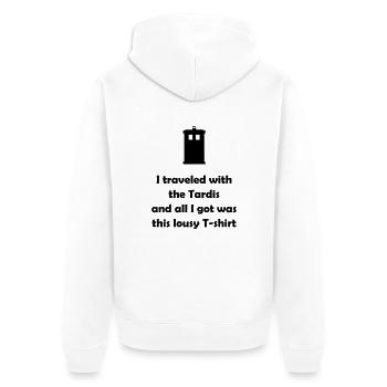 Lousy shirt - Unisex Premium Bio Zip Hoodie - Weiß - Hinten - Thijin (182cm)