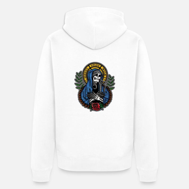 lady death - Veste à capuche bio Premium Unisexe - blanc
