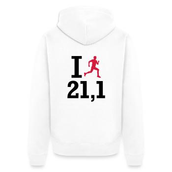 Marathon - Unisex Premium Organic Zip Hoodie - white - Back - Thijin (182cm)