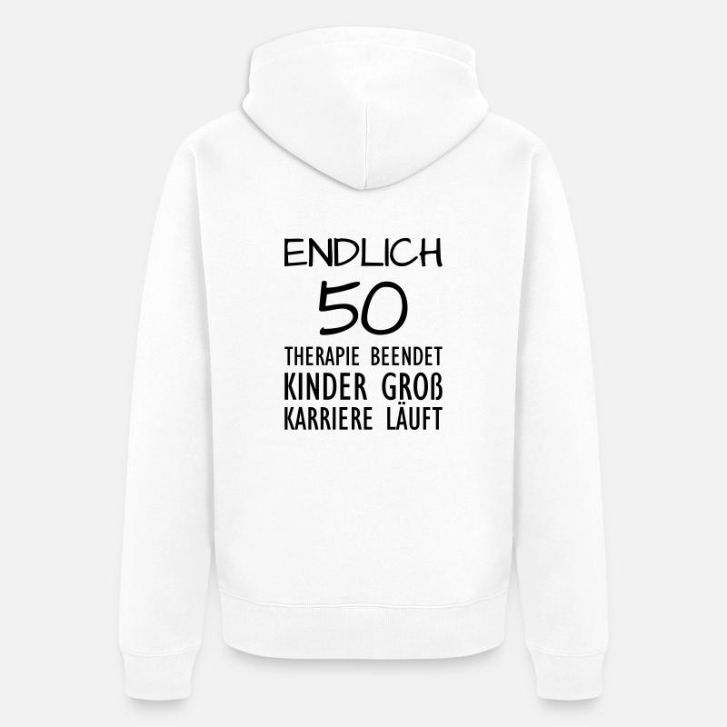 Endlich 50 - Unisex Premium Bio Zip Hoodie - Weiß