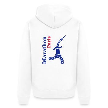 paris_marathon_Tour Eiffel - Veste à capuche bio Premium Unisexe - blanc - Dos - Thijin (182cm)