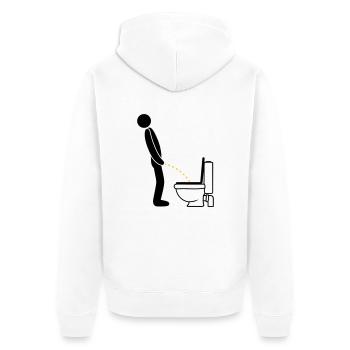 WC logo im stehen pinkeln pissen klo toilette erle - Unisex Premium Bio Zip Hoodie - Weiß - Hinten - Thijin (182cm)