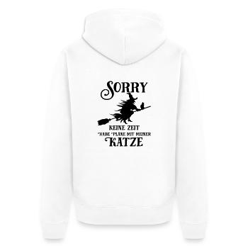 Katze Pläne Hexe - Unisex Premium Bio Zip Hoodie - Weiß - Hinten - Thijin (182cm)