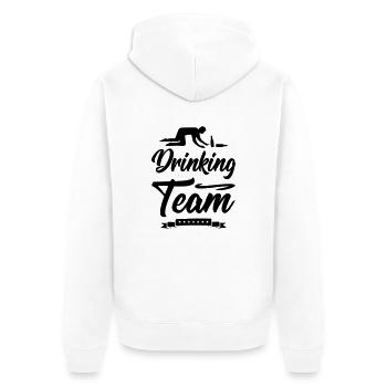 drinking team design - Unisex Premium Bio Zip Hoodie - Weiß - Hinten - Thijin (182cm)