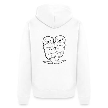 Paire de loutre sucrée - Veste à capuche bio Premium Unisexe - blanc - Dos - Thijin (182cm)