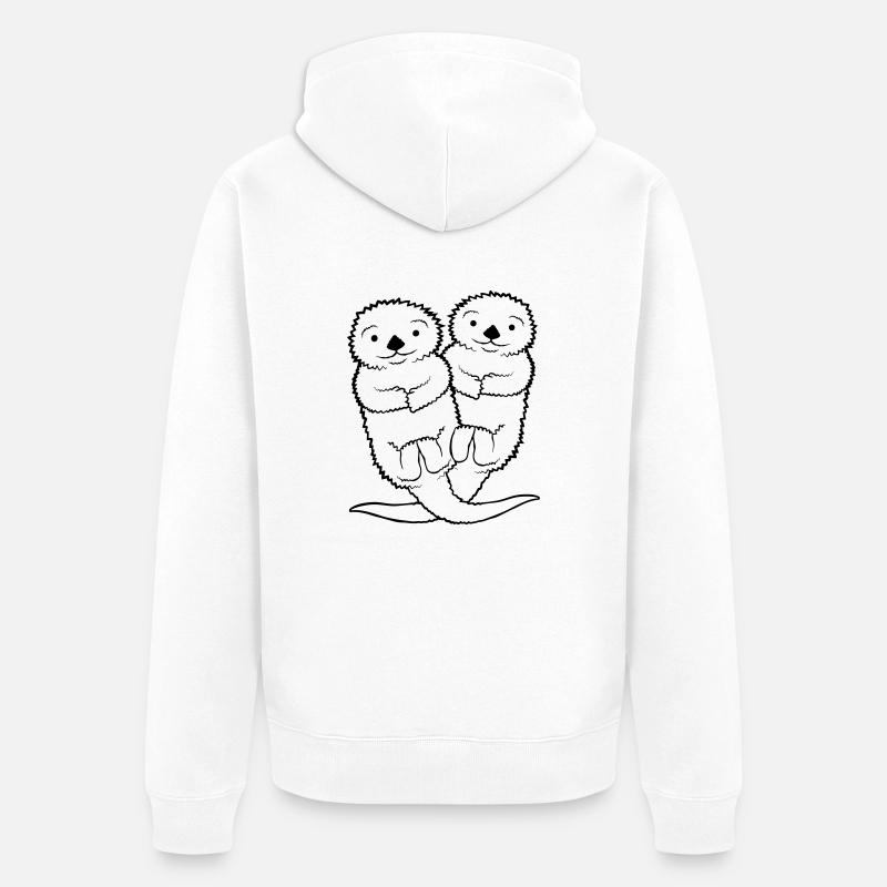 Paire de loutre sucrée - Veste à capuche bio Premium Unisexe - blanc