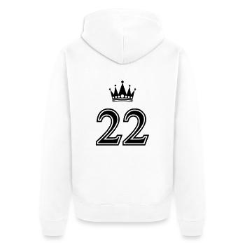 22 crown - Unisex Premium Organic Zip Hoodie - white - Back - Thijin (182cm)