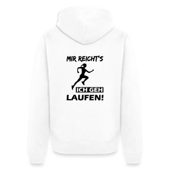 Mir reicht's ich geh laufen! - Unisex Premium Bio Zip Hoodie - Weiß - Hinten - Thijin (182cm)