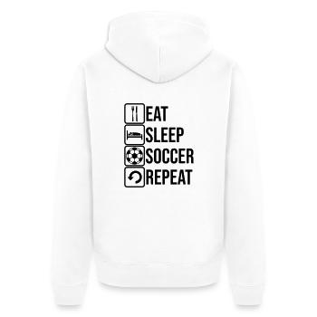 Logo Eat Sleep Soccer - Veste à capuche bio Premium Unisexe - blanc - Dos - Thijin (182cm)