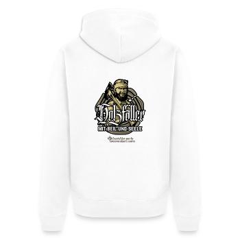 Holzfäller mit Beil und Seele - Unisex Premium Bio Zip Hoodie - Weiß - Hinten - Thijin (182cm)