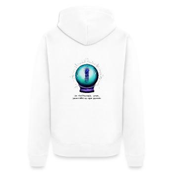 Wolle kommt von Wollen, nicht von Brauchen deutsch - Unisex Premium Bio Zip Hoodie - Weiß - Hinten - Thijin (182cm)