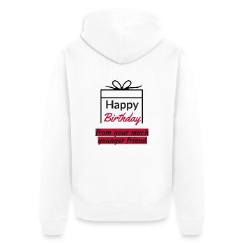 I love clothes / Happy Birthday Friend - Unisex Premium Bio Zip Hoodie - Weiß - Hinten - Thijin (182cm)