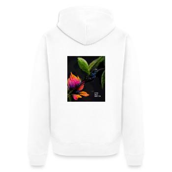 Ein motivierendes und inspirierendes Thema für starke Frauen - Unisex Premium Bio Zip Hoodie - Weiß - Hinten - Thijin (182cm)