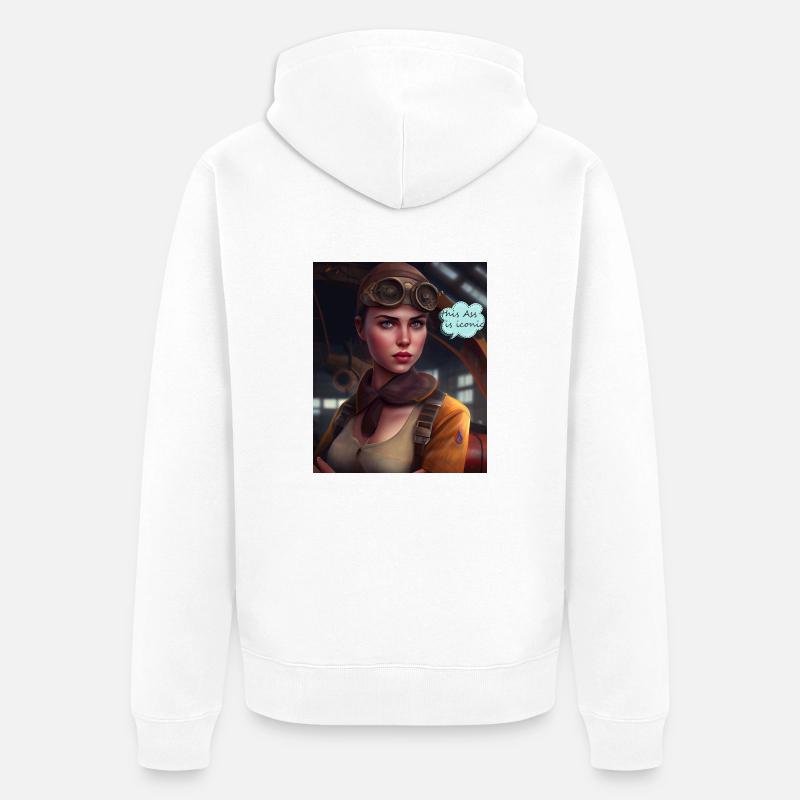 Comic Stil Pilotin - Unisex Premium Bio Zip Hoodie - Weiß