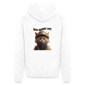 Cat with helmet - What are you watching? - Unisex Premium Organic Zip Hoodie - white - Back - Thijin (182cm)