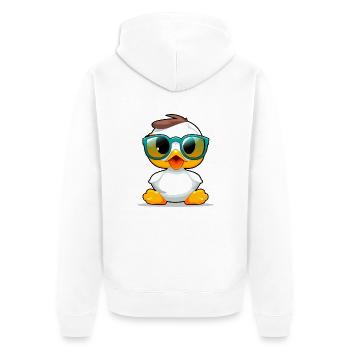 Popy die Ente - Unisex Premium Bio Zip Hoodie - Weiß - Hinten - Thijin (182cm)