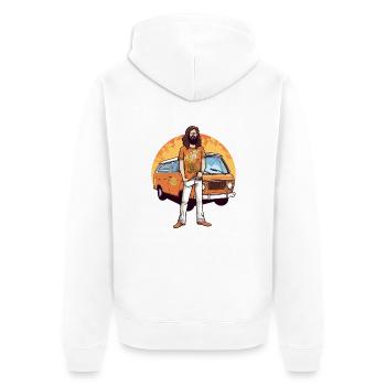Jimmy Hippie - Unisex Premium Bio Zip Hoodie - Weiß - Hinten - Thijin (182cm)