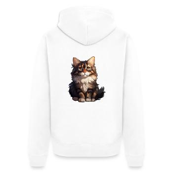 Maine Coon Cat - Unisex Premium Organic Zip Hoodie - white - Back - Thijin (182cm)