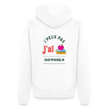 J'peux pas, j'ai devoir - Veste à capuche bio Premium Unisexe - blanc - Dos - Thijin (182cm)
