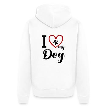 i love my dog - Unisex Premium Bio Zip Hoodie - Weiß - Hinten - Thijin (182cm)