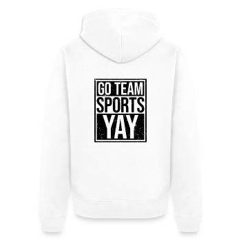Go Team Sports Yay Lustiger Sport Fan Witz Spruch - Unisex Premium Bio Zip Hoodie - Weiß - Hinten - Thijin (182cm)