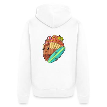Surf Cupcake - Unisex Premium Bio Zip Hoodie - Weiß - Hinten - Thijin (182cm)