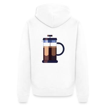 Coffee Frenchpress Cappuccino Latte Art - Unisex Premium Organic Zip Hoodie - white - Back - Thijin (182cm)