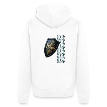 Perún - der Gott des Sturms - Unisex Premium Bio Zip Hoodie - Weiß - Hinten - Thijin (182cm)