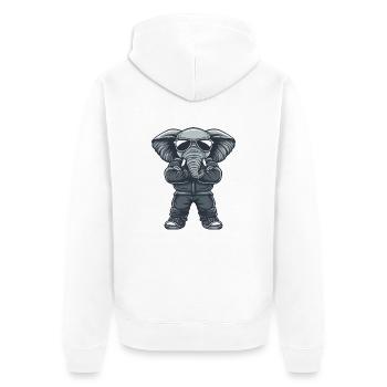 Elephant Comic Sunglasses - Unisex Premium Organic Zip Hoodie - white - Back - Thijin (182cm)