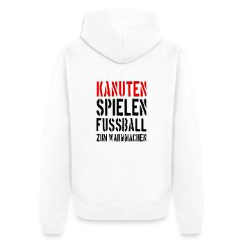 Kanuten spielen Fußball zum Aufwärmen - Unisex Premium Bio Zip Hoodie - Weiß - Hinten - Thijin (182cm)