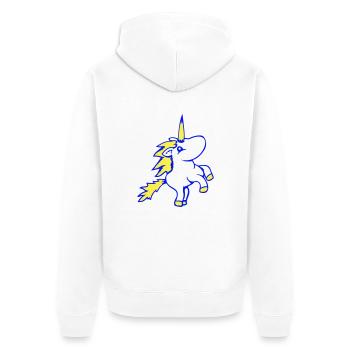 Unicorn Jumping Up Front Legs Cute Cartoon Horse - Unisex Premium Organic Zip Hoodie - white - Back - Thijin (182cm)