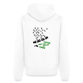 Trains are the better cars - Unisex Premium Organic Zip Hoodie - white - Back - Thijin (182cm)