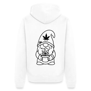 Süßer Zwerg mit Cannabispflanze - Unisex Premium Bio Zip Hoodie - Weiß - Hinten - Thijin (182cm)