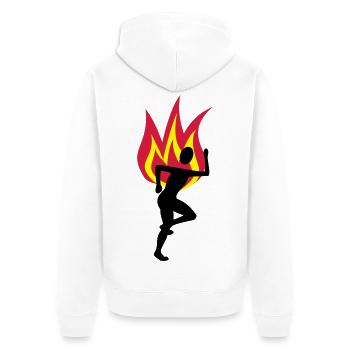 Jogger fire flame - Unisex Premium Organic Zip Hoodie - white - Back - Thijin (182cm)